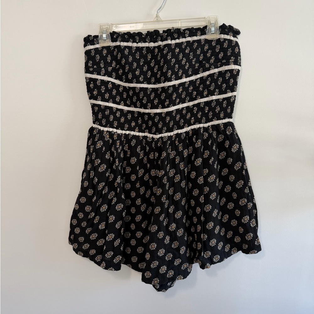 Black and White Floral Women's Romper